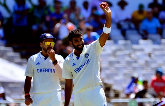 Jasprit Bumrah with ball after picking up 6 wickets in second innings