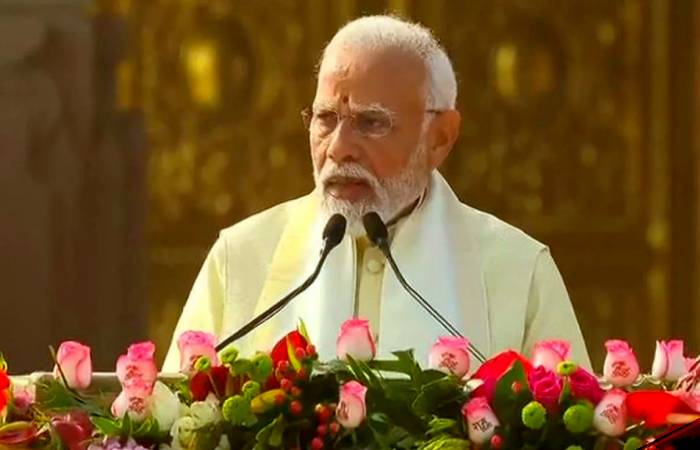 PM Narendra Modi talking at Ayodhya Ram Mandir Pran Pratishtha event