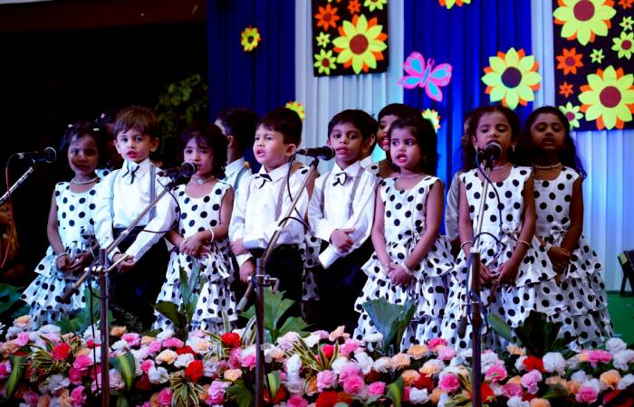 Little Flower School students performing at LKG Annual Day celebrations