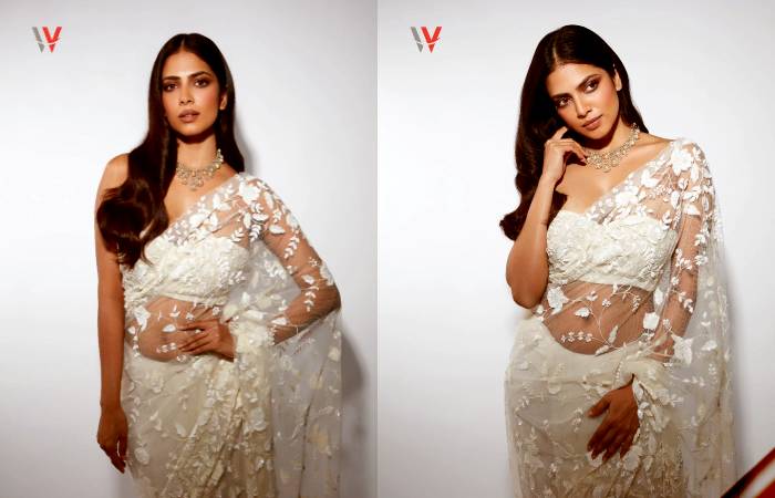 Malavika Mohanan makes fashion statement in white transparent saree