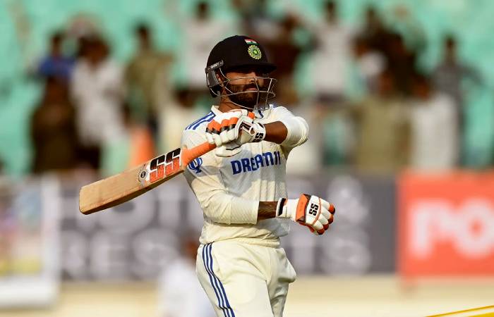 Ravindra Jadeja scores his fourth Test Century in Rajkot Test