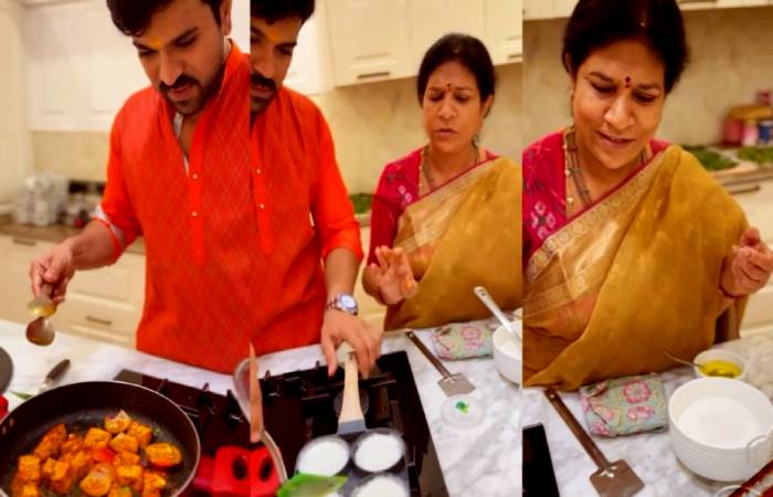 Ram Charan cooks with the help of his mother on Women's day for Athamma's Kitchen promotion
