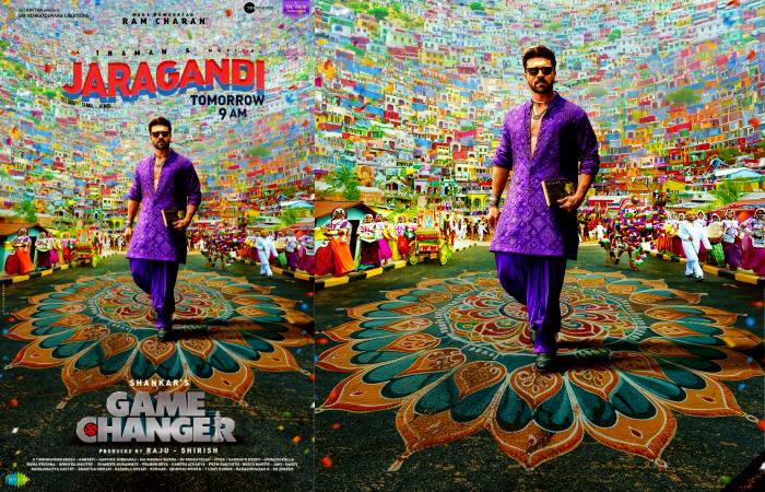 Ram Charan in a colorful look from Jaragandi song