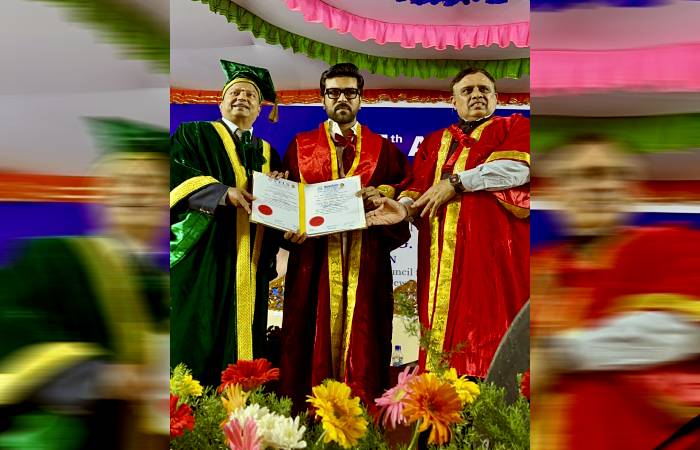 Ram Charan with his honorary doctorate from Vels University