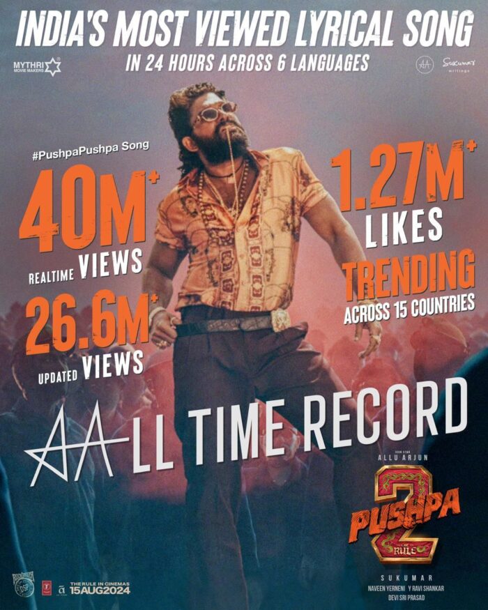 Icon Star Allu Arjun's Pushpa The Rule first single creates All Time Record