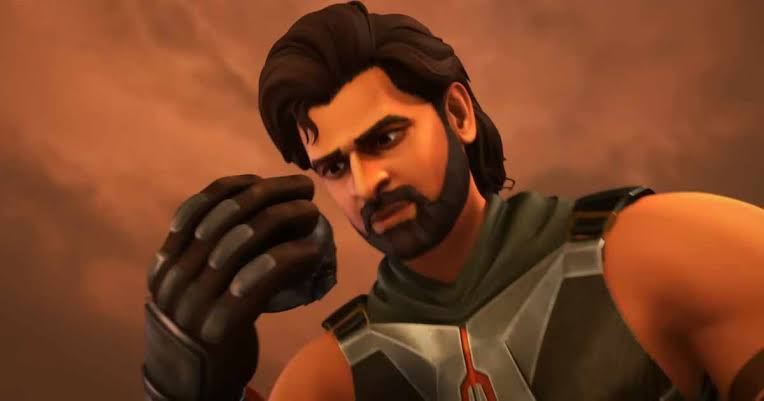 Bujji and Bhairava stars Keerthy Suresh(voice) and Prabhas with Brahmanandam