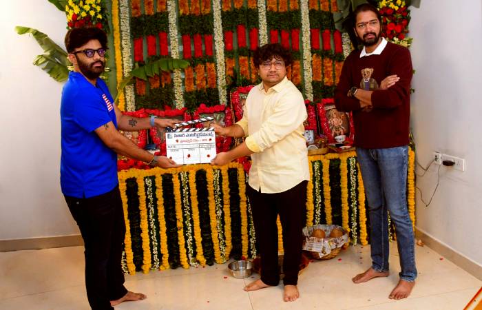 Allari Naresh and director Meher Tej at the pooja ceremony