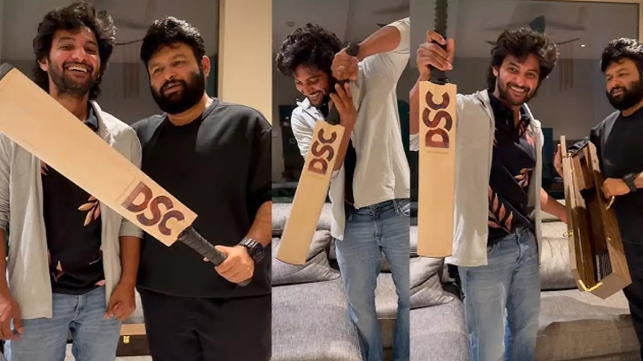 Thaman gifts Aadi Saikumar a cricket bat and issues CCL challenge
