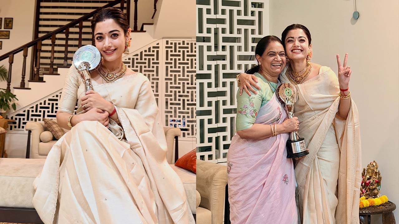 Rashmika Mandanna Poses With Vijay Deverakonda’s Mom After Winning Best Actress Award