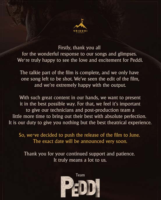 Ram Charan’s Peddi Release Date Postponed; Makers Clarify Delay